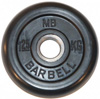 MB Barbell Диск для штанги черный обрезиненный, 1.25 кг (26 мм), серия Стандарт